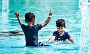 children's are enjoying in the water park