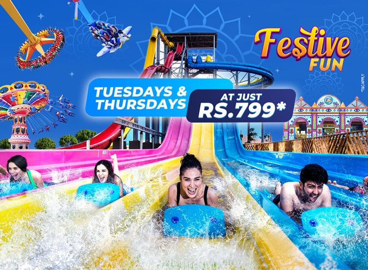 Tuesdays & Thursdays offer at 799 Rs only - Festive Fun at Wet'nJoy Lonavala Park