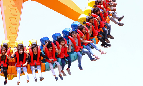 Giant Frisbee - enjoying Hight thrill ride at amusement park Lonavala