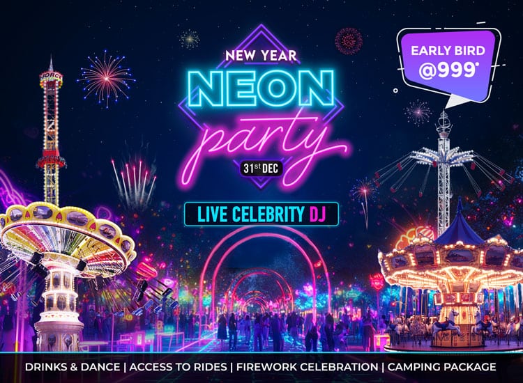 New Year NEON party with Live DJ Celebrity at Wet'nJoy Lonavala park